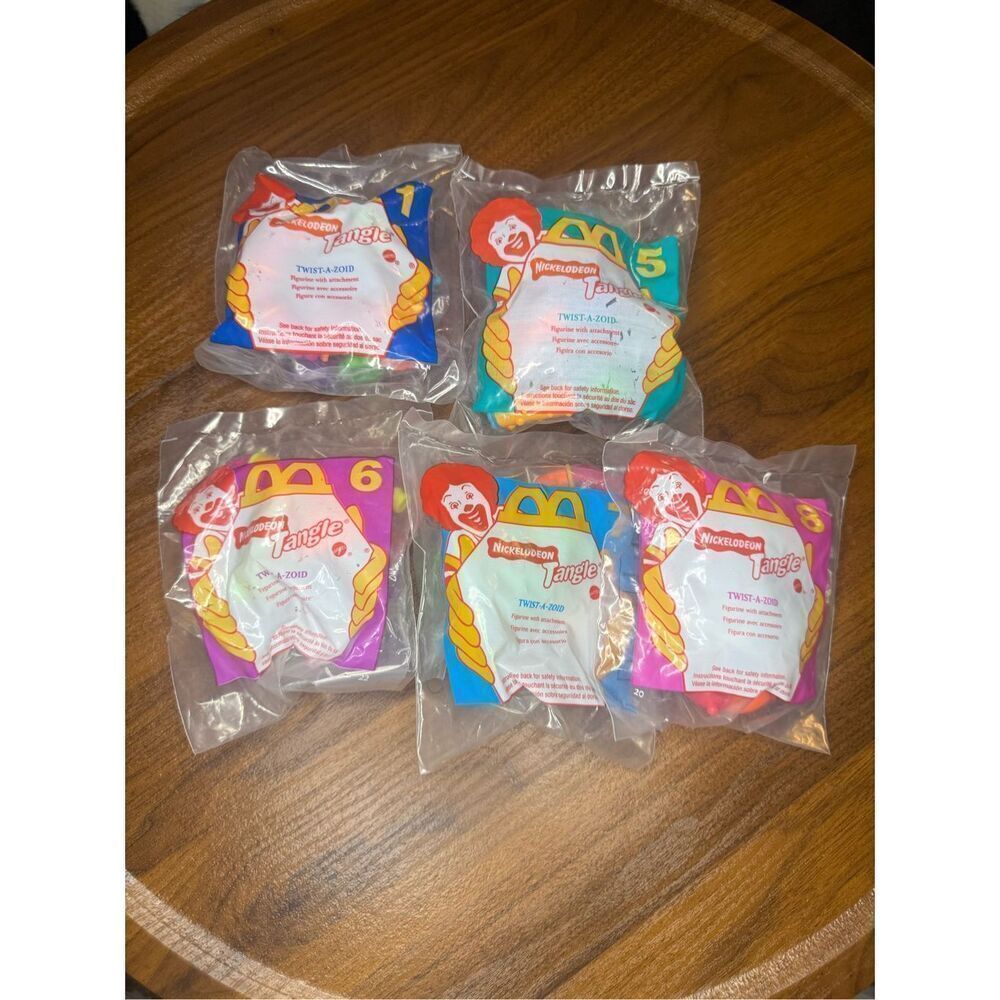 Vintage 1996 McDonald’s Nickelodeon Tangle Twist-A-Zoid Happy Meal Toys Lot of 5